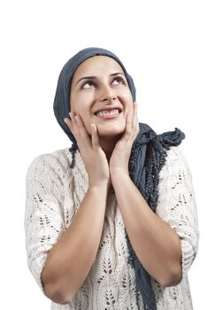 Female with Blue Veil Smile