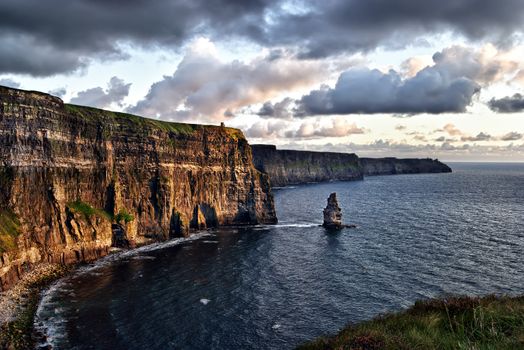 cloudy sunset at Cliffs of Moher, Ireland