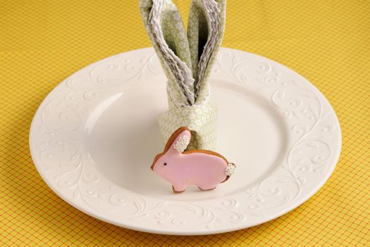Easter homemade gingerbread cookie on table