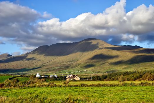 beautiful cloudy mountain landscape on Dingle peninsula, Ireland