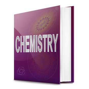 Illustration depicting a text book with Chemistry title. White background.