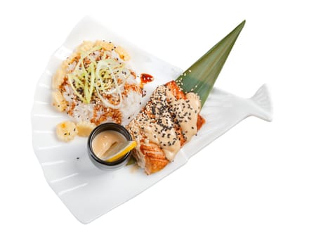 salmon with rice and cream sauce