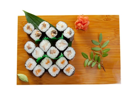 Japanese sushi  traditional japanese food.Roll made of Smoked fish