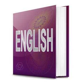 Illustration depicting a text book with an English concept title. White background.