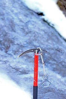 ice ax for climbing waterfalls in winter
