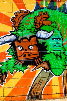 PUERTO REAL, CADIZ, SPAIN-JUL 15: Graffiti of unidentified artist on the first tournament of Graffiti of Puerto Real on Jul 15, 2011, in Puerto Real,  Spain