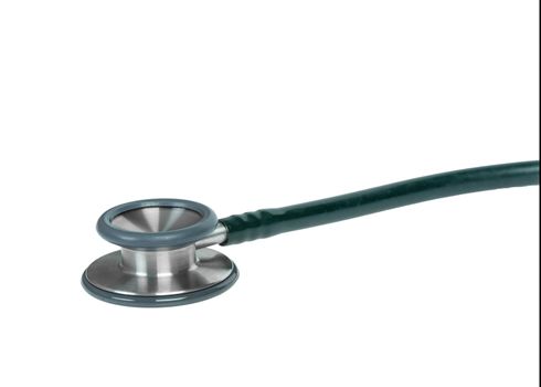 stethoscope closeup isolated on white