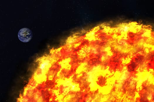 planet Earth and sun, Elements of this image furnished by NASA.