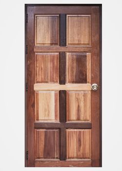 Wood door isolated on white