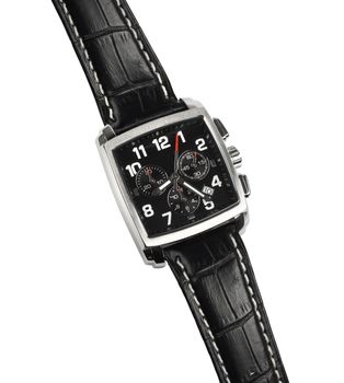 Men's steel wristwatch leather strap modern fashion style