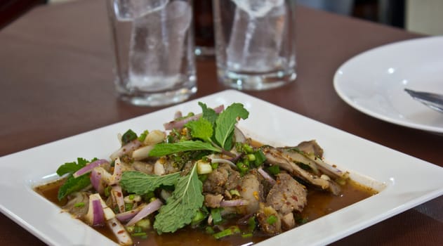 Grilled Pork neck  in  somtam siam