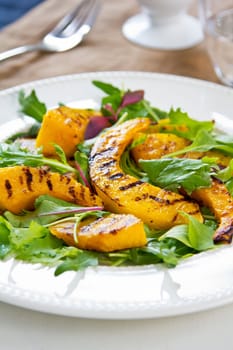 Grilled Pumpkin with rocket and spinach salad