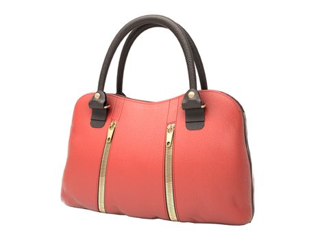 Women's red handbag isolated on white background