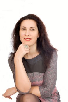 Smiling business woman. Isolated over white background