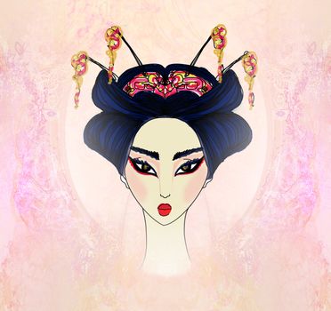 Abstract Beautiful geisha Portrait