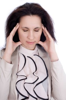 woman thinks her eyes closed, wanting to focus