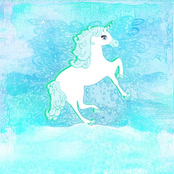 Illustration of beautiful blue Unicorn.