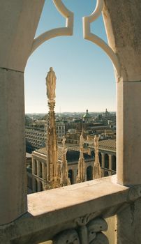 View of Milan from the roof of the Duomo