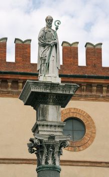 Statue of St. Vitaly in the Piazza del Popolo in Ravenna, Italy