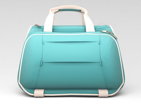 Turquoise sports bag on a light background with shadow