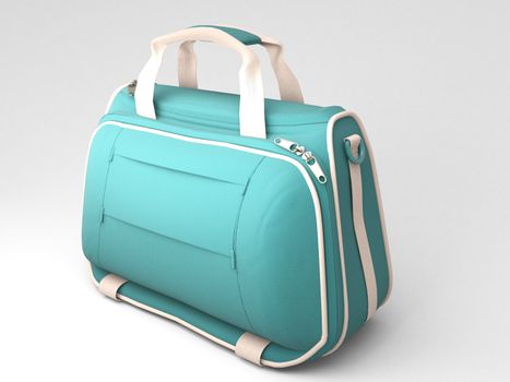 Turquoise sports bag on a light background with shadow