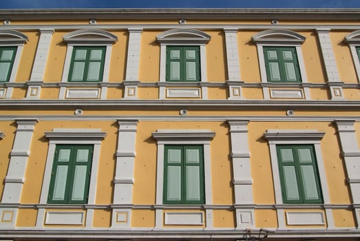 The windows building of the Ministry of Defence, Bangkok, Thailand.