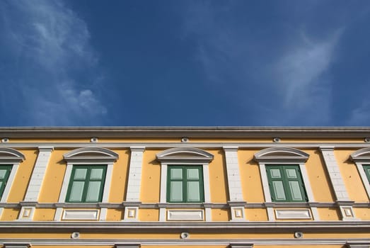 The windows building of the Ministry of Defence, Bangkok, Thailand.