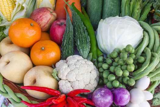 Fresh fruits and vegetables.  Organic healthy vegetables and fruits