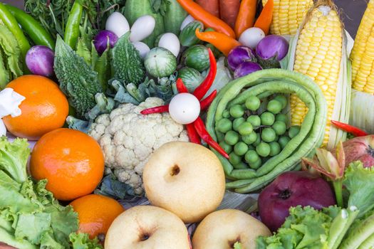 Fresh fruits and vegetables.  Organic healthy vegetables and fruits