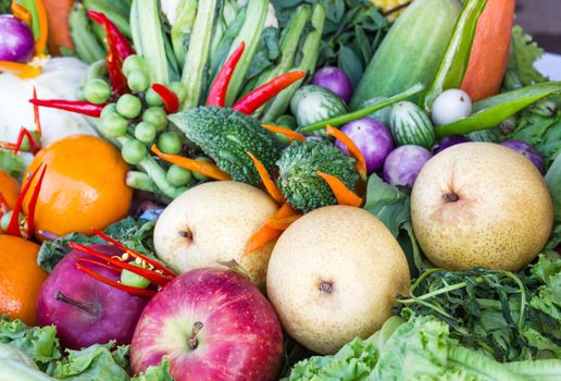 Fresh fruits and vegetables.  Organic healthy vegetables and fruits