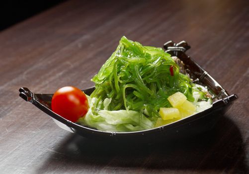 mix salad seaweed with vegetable.closeup