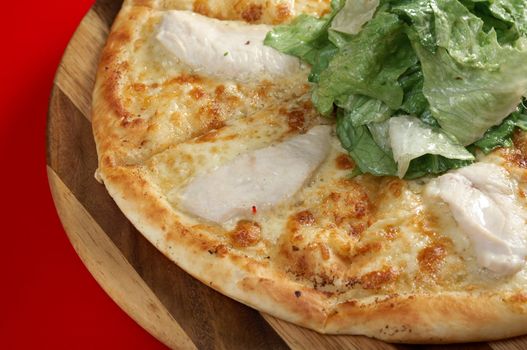 Pizwith meat chicken. italian kitchen. Studio
