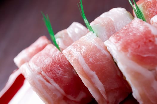 Japanese Cuisine - Sushi Roll with  Bacon 