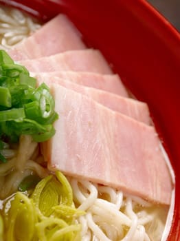 japanese ham noodles and mushroom