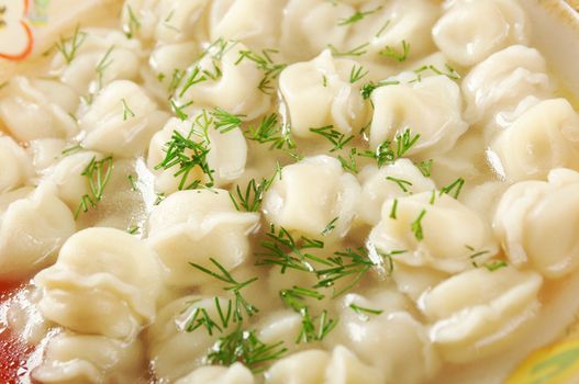 Boiled Ravioli . closeup for child