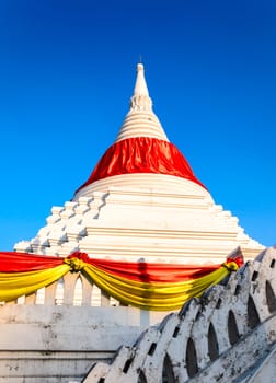 Mon style marble carved pagoda at Wat Poramai Yikawat.This old monastery located in the vicinity of Tambon Ko Kret,Amphoe Pak Kret,Thailand