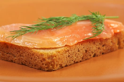    Canapes with smoked salmon  close up 