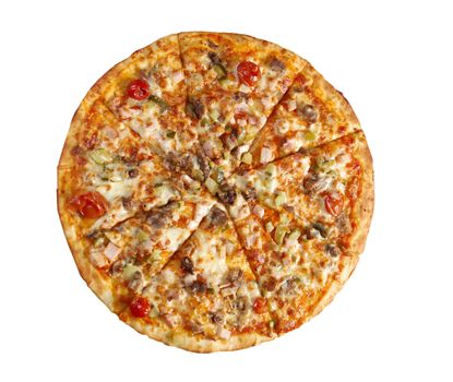 Pizza east with tomato. italian kitchen. Studio