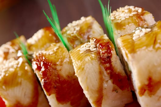 sushi with eel. traditional japanese food.