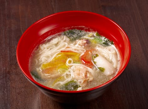 chinese traditional seafood noodle soup