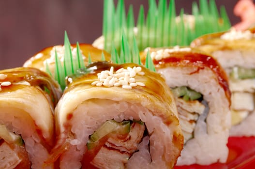 sushi with eel. traditional japanese food.