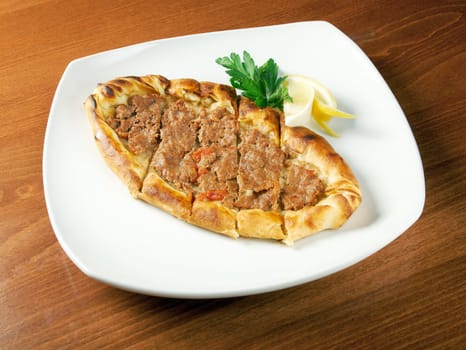 pita bread with meat.closeup