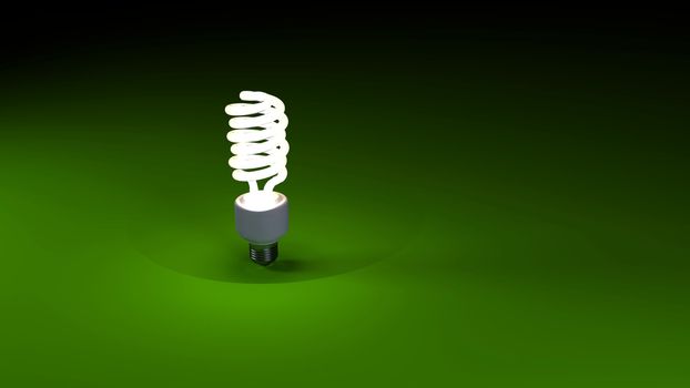 Energy saving lamp and simple light over green