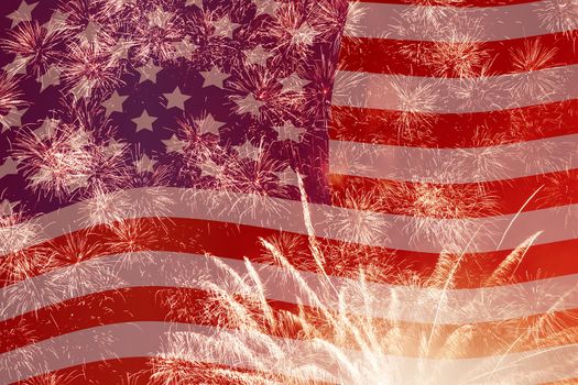 Fourth of July holiday background with fireworks