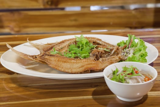 fired fish with fishsauce, thai food