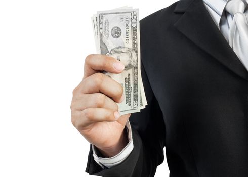 business man giving money