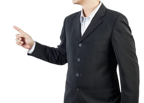 business man standing and presents on white background