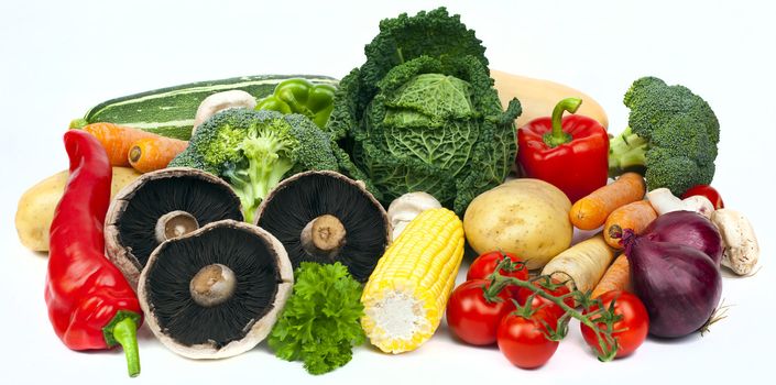 Assortment of Vegetables on a white background.