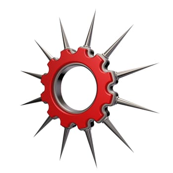 gear wheel with prickles on white background - 3d illustration