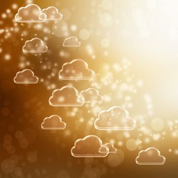 Clear shiny gold clouds shapes background